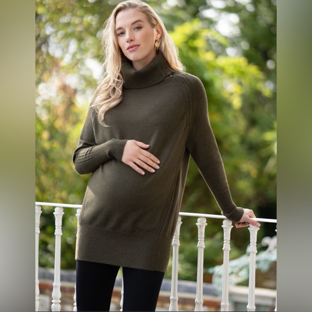 Mint Condition Seraphine Khaki Roll Neck Maternity and Nursing Sweater, S